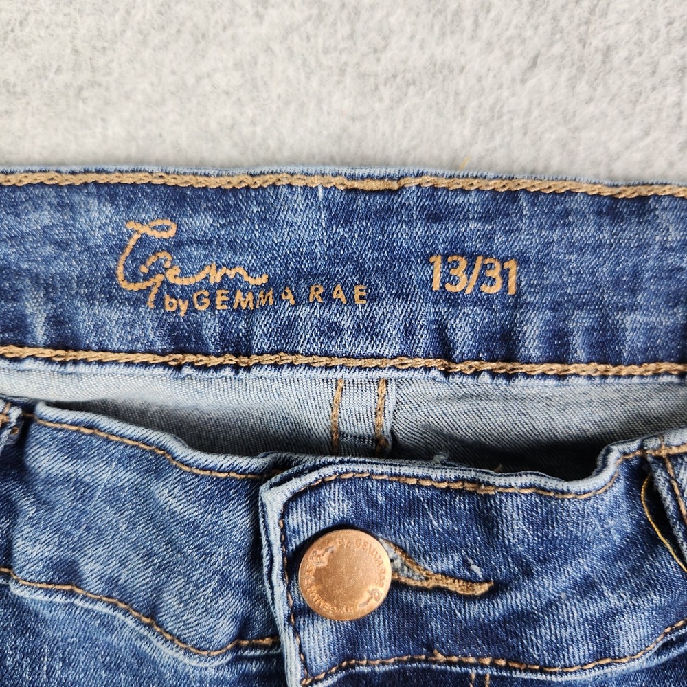 Gemma Rae Jeans Womens Size 13/31 Blue Slim Straight Raw Hem High Rise Stretch - Picture 2 of 8